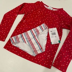NWT ROXY LAKE OF STARS RASHGUARD SET